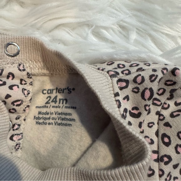 Carter’s Toddler Girl 24M Leopard Print Fleece Sweatshirt Dress & Diaper Cover - Picture 2 of 6